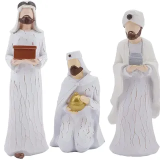 Krippenfiguren Set, Handbemalte Krippenfiguren - Weise Männer Krippe Set Harzfiguren, 3 Weisen stehen, knien und verbeugen sich mit ihren Gaben auf der Pilgerreise zu Jesus, Weihnachtsdeko Geschenke