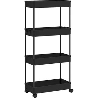 Servierwagen 4 Ebenen - Schmaler Küchentrolley mit Rollen für Küche, Wohnzimmer und Badezimmer