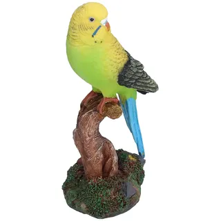 Cyrank Lebensechte Vogel-Verzierung, Kunstharz, Gelber Wellensittich auf AST, Modell-Simulation, Papageien, Skulptur, Künstliche Vogel-Ornamente Für Gartenregal-Dekoration
