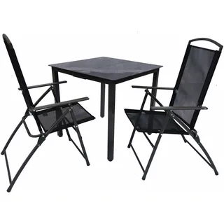 VCM Gartenmöbel Set 3-tlg. Schwarz