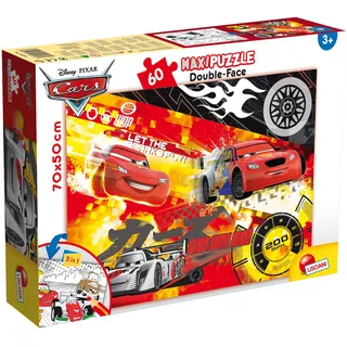 Liscianigiochi 48236 Maxi Floor 50x70 cm Doble Cara Con reverso para colorear piezas Cars The Movie Disney,Italy Maxipuzzle Doubleface, Puzzle Mickey Mouse 60 Teile