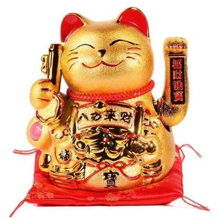 lachineuse - Maneki Neko Winkekatze Gold - Große Glückskatze 20 cm - Kawaii Japanische Deko-Objekt - Glücksbringer Katze - Chinesische Asien Dekoration Asia Deko, Goldfarben