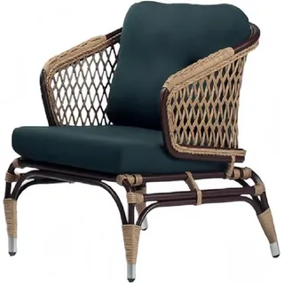 Sessel Grün Design Couch Relax Hochwertig Hochwertig Rattan Polster Sitzer Luxus - Grün