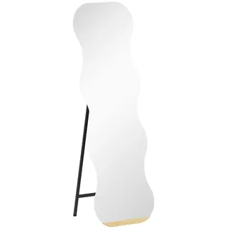 Homcom Ganzkörperspiegel Hartglas Metall Schwarz , Glas , 50x160x2.7 cm , Spiegel, Standspiegel