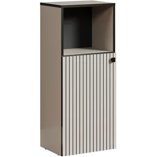 trendteam smart living PureBliss Standschrank Kashmir Hellgrau Rillenoptik 1 offenes Fach 1 Einlegeboden 40 x 95 x 31 cm Badezimmerschrank mit edlem Metallgriff