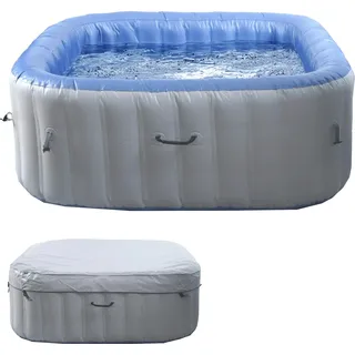 Whirlpool HWC-N97, Ersatz-Pool 5 Personen, In-/Outdoor aufblasbar PVC laminiert, eckig 180cm, grau-blau