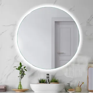 SARAR Runder Badspiegel Spiegel Badezimmerspiegel mit indirekter rundum LED-Beleuchtung 100cm Made in Germany Wandspiegel Mirror Spiegel Bad mit Licht Designo MAR113