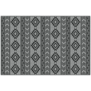 Outsunny Outdoorteppich, 310g/m2 PP, Schwarz+Grau , Kunststoff , 274x182 cm , Teppiche und Böden, Teppiche, Outdoorteppiche