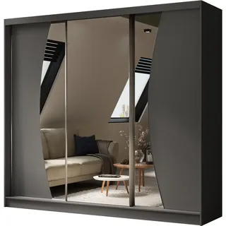 beautysofa Schwebetürenschrank VOX II 240 x 216 x 61 cm Grau