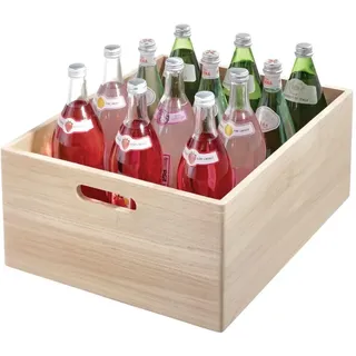 iDesign The Home Edit by iDesign Extra große Paulownia Holz Mehrzweck-Aufbewahrungsbehälter mit Griffen, Natur