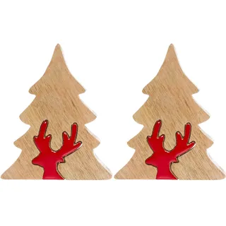 Myflair Möbel & Accessoires Dekobaum »Deko Puzzle Baum, mit Rentier« Weihnachtsdeko aus Holz, Weihnachtsbaum, Höhe ca. 17 cm, rot