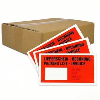 Baytronic Dokumententaschen, DIN lang, rot schwarz bedruckt Lieferschein/Rechnung (1000 Stück)