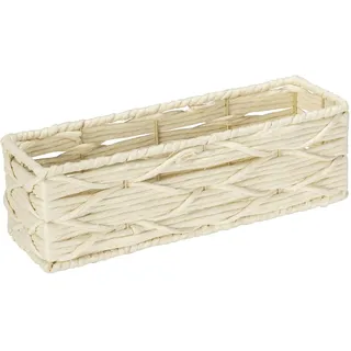 WENKO Badbox Vabriano, Aufbewahrungskorb aus Papier-Geflecht, zur Bad- und Büro-Aufbewahrung, 32 x 10 x 10 cm, Boho-Style, Beige