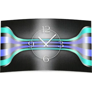 Streifen türkis lila Designer Wanduhr modernes Wanduhren Design leise kein ticken dixtime 3D-0136 - Türkis