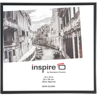 Hampton Frames | Bilderrahmen, 30 x 30 cm, Schwarz, Acryl-Front | Kunststoff, quadratisch, Wandmontage, drehbare Clips | Für Poster, Fotos, Zertifikate