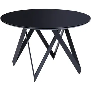 Beliani Esstisch Schwarz 120 cm Glänzend MDF-Platte Metall Modern Minimalistisch für Esszimmer Essbereich Küche - Schwarz