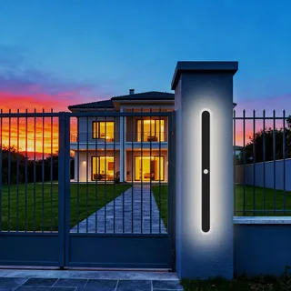 ANKBOY Wandleuchte Lange Aussen IP65 Aussenlampe mit Bewegungsmelder LED Villa Schwarz Wasserdicht Außenwandleuchte Naturweiß 4000K Modern Außen Wandlampe für Porch, 60cm/20W