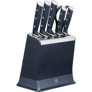 Tefal EverSharp Pro 6-teiliger Messer-Block, patentierte Schärftechnologie, selbstschärfender Messerblock, Verriegelungssystem, deutscher rostfreier Edelstahl, Blau, K297S744