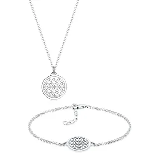 Ohrring und Ketten Set ELLI "Schmuckset Set Kette Ohrstecker Blume des Lebens 925 Sterling Silber" Gr. 45, silber, Schmuck_Sets, Damen, Blacklist, Silber 925 (Sterlingsilber), Ohrring und Ketten Set