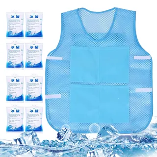 Kühlende Weste – Schnelle kalte Weste mit 8 Gelplatten, tragbares Gerät zur Kühlung für Reisen, Arbeit, Sommer, Outdoor-Aktivitäten, Sport und Arbeiter