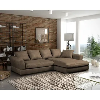 Fun Möbel Couchgarnitur TIZIAN L-Form in Wildlederoptik-Cappuccino /Otto..Rechts