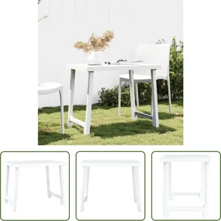 The Living Store Campingtisch Weiß 79x56x64 cm PP Holzoptik - Weiß