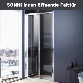 SONNI Nischentür Falttür 100x185cm Drehfalttür Pendeltür Duschabtrennung Duschkabine Duschwand Dusche