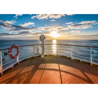 BELECO 4.5x3m Kreuzfahrtschiff-Hintergrund, Stoff, Kreuzfahrtschiff-Deck, Party-Hintergrund, Kreuzfahrt-Themen Dekorationen, Sommer-Tropen-Ozean-Sonnenuntergang-Landschaftshintergrund