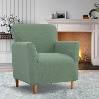 MeYuxg Sessel Bezug Stretch, 1-Sitzer Sofa Jacquard Stretchhusse,Universell gestrickt sesselhusse,Flecken, Verschleiß Chair Cover für Wohnzimmer, Büro (Hellgrün)
