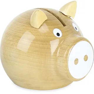 Vilac - Spardose Schwein, Holz, Natur-Weiß, 5129W