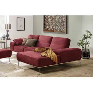 W.Schillig Ecksofa »run, Designsofa, bequem, L-Form« mit elegantem Holzsockel, Füße in Chrom glänzend, Breite 299 cm, rot