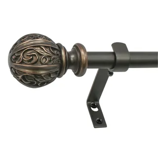 Decopolitan Blattkugel Gardinenstangen-Set, 1,6 cm, Metall, Vintage Bronze, 48 to 86 Inches