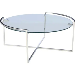 Leonique Couchtisch »Paula«, Runder Couchtisch, Silber, Chrom, Glasplatte, Gestell, 90x90x40, silberfarben