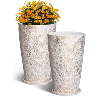 Vevor Großer konischer Pflanztopf 53 Ø x 53 cm Beige