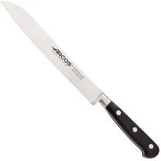Arcos Serie Lyon - Brotmesser | Messer Arcos - Klinge aus NITRUM geschmiedetem Edelstahl 200 mm - HandGriff Polyoxymethylen (POM) - Farbe Schwarz