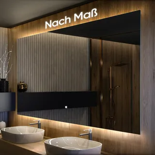 Badspiegel 120x60 cm - Horizontal mit LED Beleuchtung - LED Farbe Neutrallweiß 4500K - T102 - Touch Schalter - Individuell Nach Maß - Beleuchtet Wandspiegel Lichtspiegel Badezimmerspiegel - Transparent