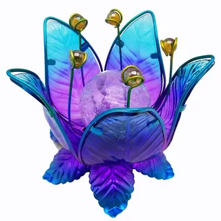 Dehner Solarleuchte Lotus, inkl. Batterie, Ø 18 cm, Höhe 17 cm, Metall, blau