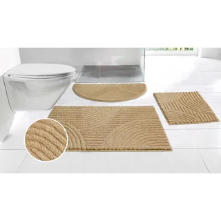Badematte OTTO HOME "Ognon, Scandi, Boho, modernes Muster" Gr. 5, beige, H:15mm, Polyester, Badematten, Badematte, Badteppich, Uni Farben, Hoch-Tief-Effekt