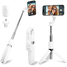 CELLONIC 2-in-1 Selfie-Stick und Stativ–1m langer ausziehbarer Selfie Stick & klappbares Dreibeinstativ mit Bluetooth Fernbedienung für Handy und Kamera kompatibel mit iPhone,GoPro,Android & weiteren