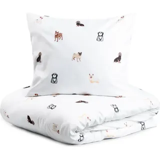 HOMLA CANE Bettwäsche aus Mikrofaser mit Hunden 160x200 cm - Beige