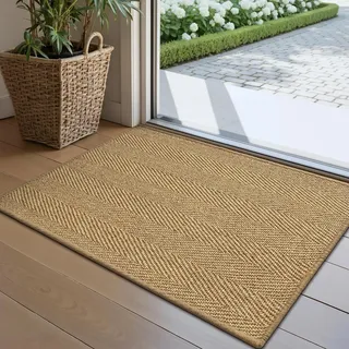 LUMI Sisal Fußmatte Innen 50x80 cm, Handgewebt, rutschfest, Fischgrät