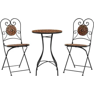 vidaXL Mosaik-Bistro-Set Terrakottarot Eisen und Keramik - Orange