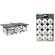 JOOLA 11642 Tischtennisplatte Outdoor J200A-Profi Tischtennistisch 6 MM Aluminium-Verbundoberfläche & 44205 Tischtennis-Bälle Training 40mm, Weiß, 12er Blister Pack