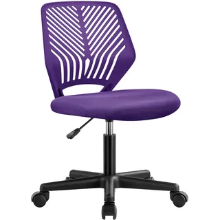 Yaheetech Bürostuhl ohne Armlehnen ergonomisch Schreibtischstuhl Lila | Drehstuhl mit Rücklehne Arbeitsstuhl höhenverstellbar 50 x 55 x 79-92 cm 136 kg belastbar
