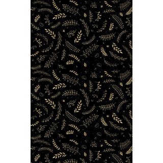 Mani Textile - Weihnachtsteppich, Schwarz, Gold, Maße – 70 x 140 cm