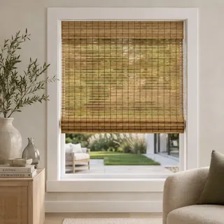 CHICOLOGY Bambus-Jalousien, Raffrollos für Fenster, Zuhause, Terrasse und Schatten, 68,6 cm B x 162,2 cm H, Eichhörnchen