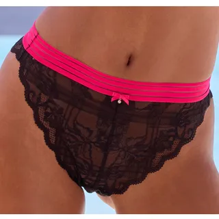 Vivance Tanga aus elastischer Spitze mit modischen Kontrastfarben, schwarz