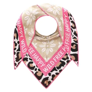 Zwillingsherz Dreieckstuch »"Blumen & Leo"« Eyecatcher Tuch, Mustermix: Leomuster und Blumen, Feinstrick, wärmend, pink