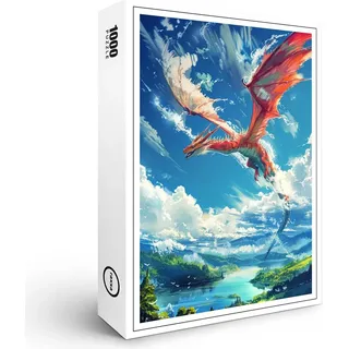 raxxa Premium-Puzzle "Wächter der Himmelslande - Roter Drache im Anime Stil", 1000 Teile