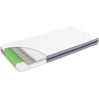 Träumeland Kindermatratze , Weiß, Violett , Textil , rechteckig , 140x70 cm , Fkt, Textiles Vertrauen - Oeko-Tex®, Made in Austria , Über- und Sondergrößen erhältlich, Bezug abnehmbar/waschbar, wendbar, klimatisierte Belüftungskanäle, atmungsaktiv, Sitzkantenverstärkung, Nässeschutz , Babymöbel & Kindermöbel, Babyzimmer, Babymatratzen
